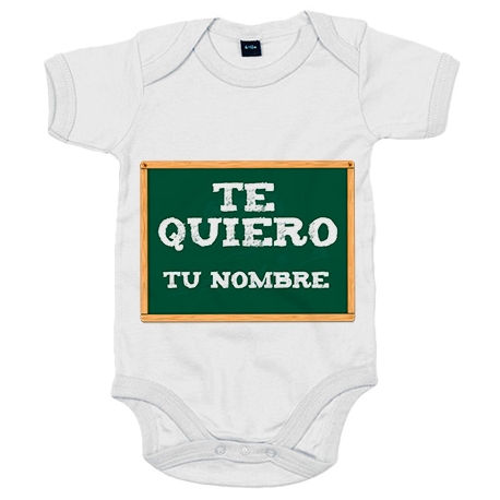 Body bebé te quiero en pizarra personalizable con nombre