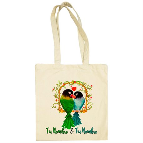 Bolsa de tela agapornis pájaros del amor personalizable con nombre