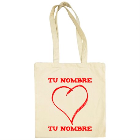 Bolsa de tela corazón personalizable con nombre de la pareja