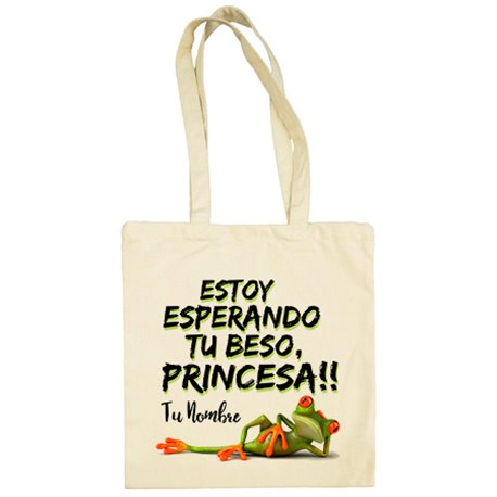 Bolsa de tela estoy esperando tu beso princesa personalizable con nombre