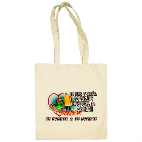 Bolsa de tela mi historia de amor personalizable con nombre