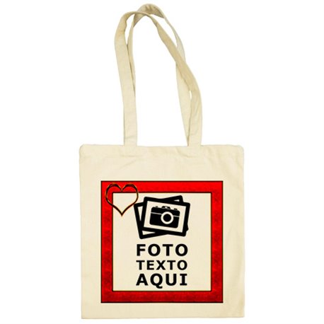 Bolsa de tela personalizada con foto marco amor San Valentín