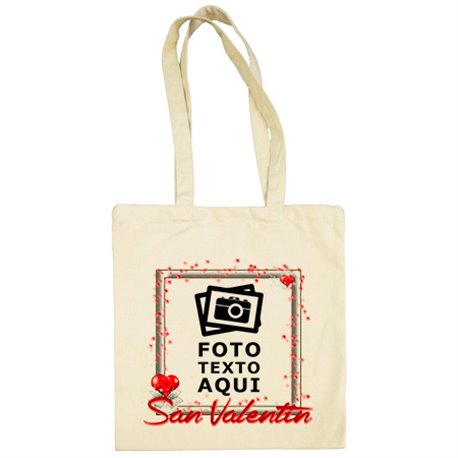 Bolsa de tela personalizada con foto marco San Valentín