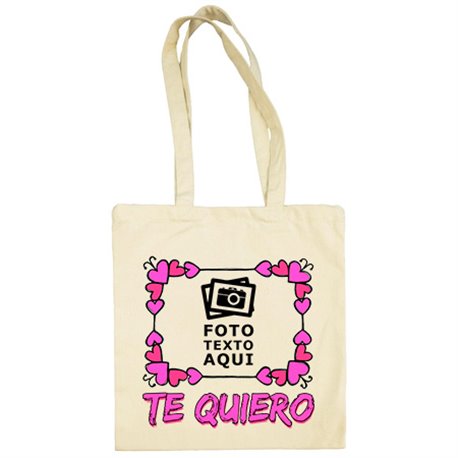 Bolsa de tela personalizada con foto te quiero