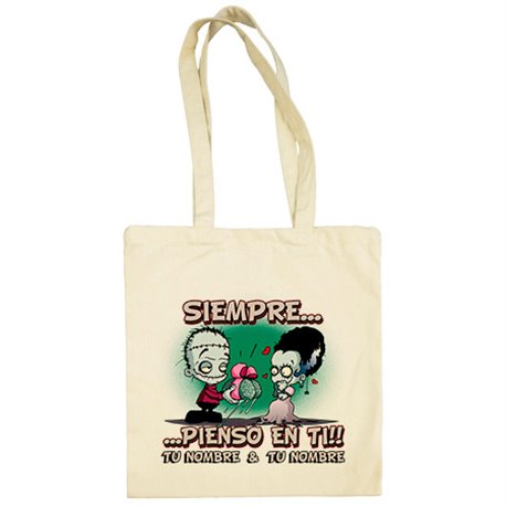 Bolsa de tela siempre pienso en ti personalizable con nombre