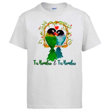 Camiseta agapornis pájaros del amor personalizable con nombre