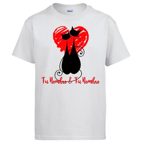 Camiseta Amore amor sombra gatos personalizable con nombre