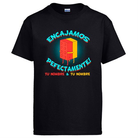 Camiseta frase San Valentín encajamos perfectamente personalizable con nombre