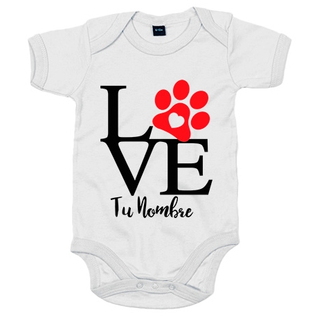 Body bebé Love amor perro animales personalizable con nombre