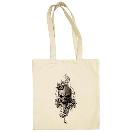Bolsa de tela motero Calavera And Roses