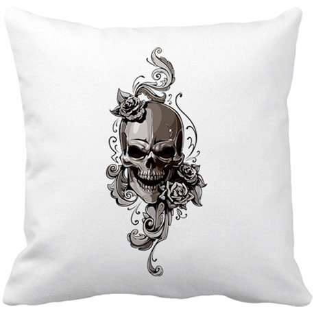Cojín con relleno motero Calavera And Roses