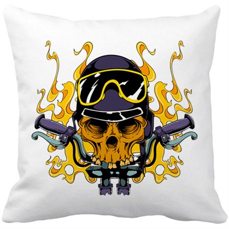 Cojín con relleno motero Calavera En Llamas
