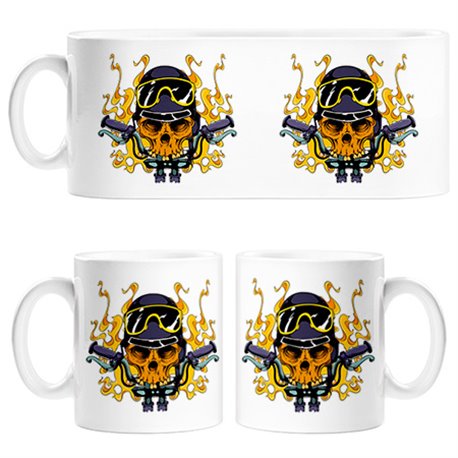 Taza motero Calavera En Llamas