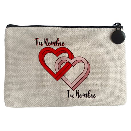 Monedero corazones unidos relación de amor casados personalizable con nombre
