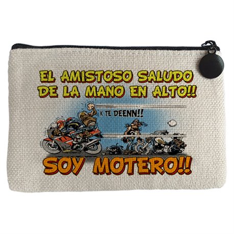 Monedero el amistoso saludo de la mano en alto soy motero