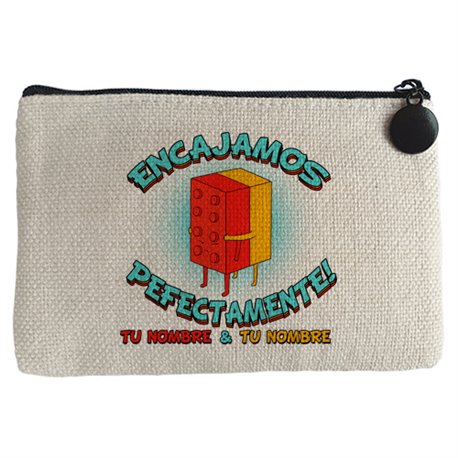 Monedero frase San Valentín encajamos perfectamente personalizable con nombre