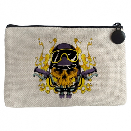 Monedero motero Calavera En Llamas