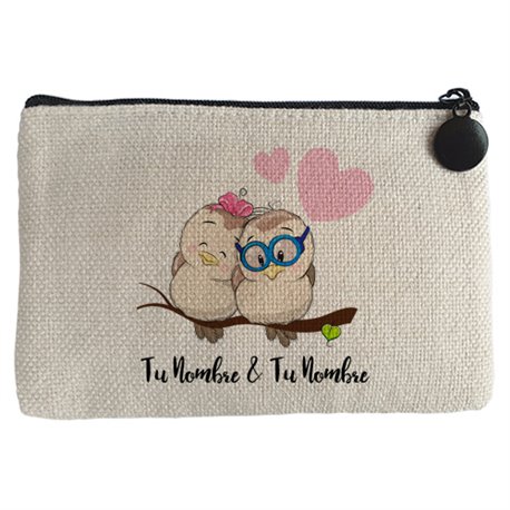 Monedero pajaritos enamorados personalizable con nombre