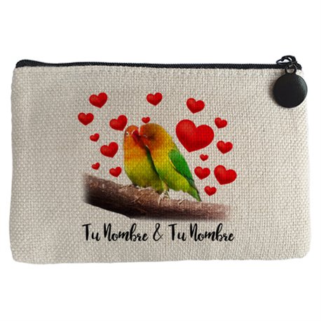 Monedero te quiero pareja periquitos personalizable con nombre