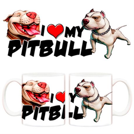 Taza I love my Pitbull 2 perro
