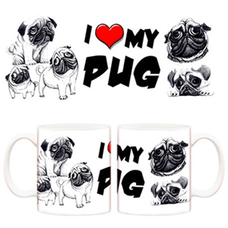 Taza I love my Pug perro