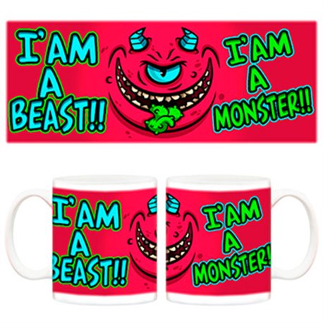 Taza Soy una bestia soy un monstuo con un ojo