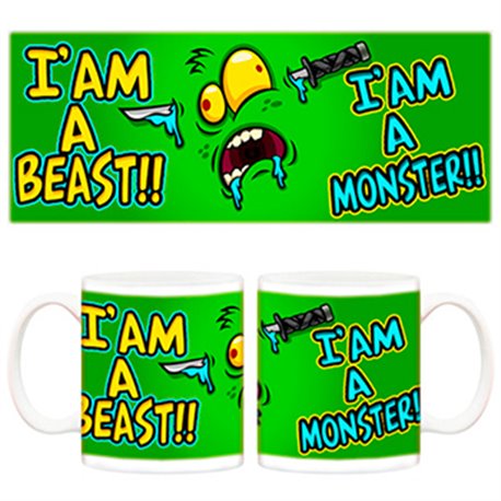 Taza Soy una bestia soy un monstuo verde claro
