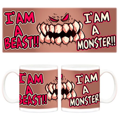 Taza Soy una bestia soy un monstuo marrón