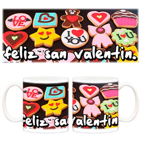 Taza Feliz San Valentín I Love you enamorados