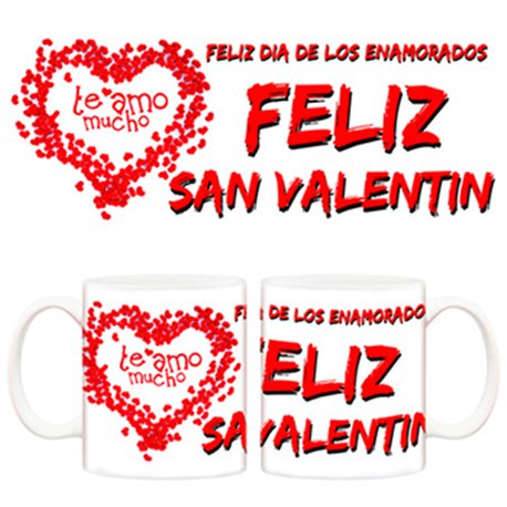 Taza Feliz San Valentín Te amo regalo