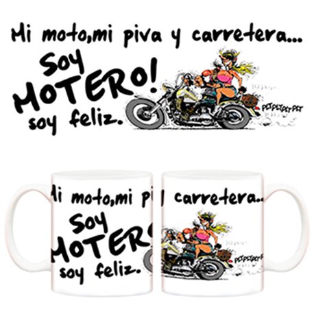 Taza de Motero soy feliz
