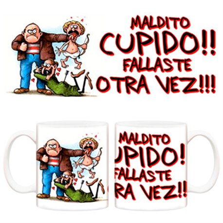 Taza de antiamor maldito cupido fallaste otra vez