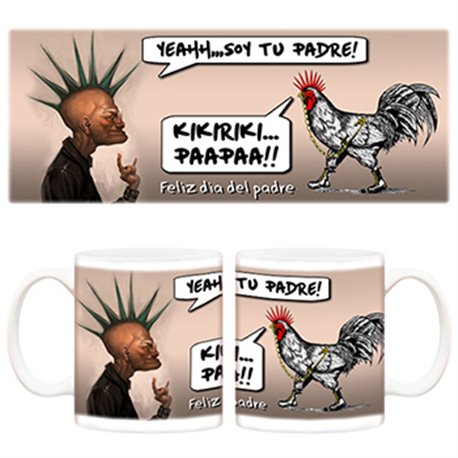 Taza Día del padre punk y gallo