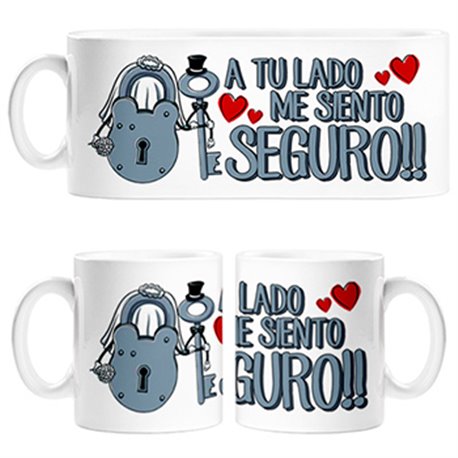 Taza a tu lado me siento seguro amor San Valentín