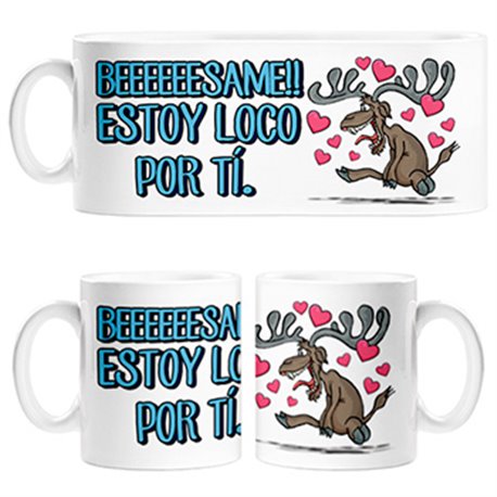Taza bésame estoy loco por ti de amor