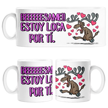 Taza bésame estoy loca por ti de amor