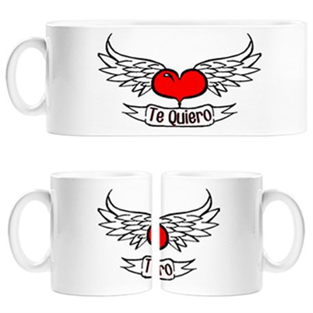 Taza corazón con alas te quiero