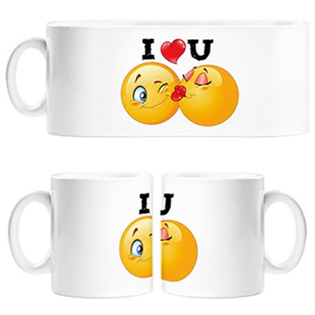 Taza I Love You emoticonos regalo enamorados
