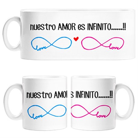 Taza nuestro amor es infinito regalo para chico o chica