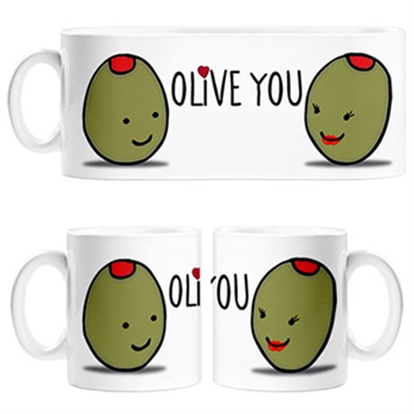 Taza con frase divertida para San Valentín Olive You
