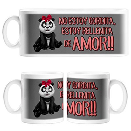 Taza para regalar a mi novia panda no estoy gordita, estoy rellenita de amor