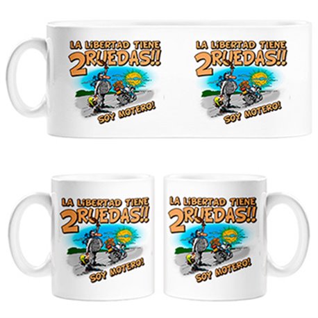 Taza la libertad tiene dos ruedas soy motero