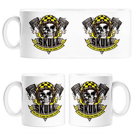 Taza motero Skull Too Fast To Ride Too Young To Die
