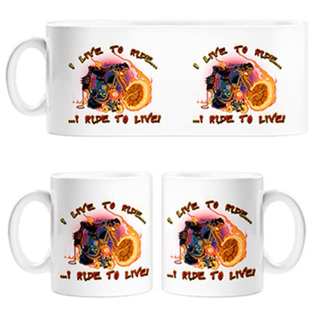 Taza para moteros I Live To Ride I Ride To Live