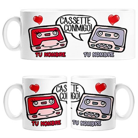 Taza Cassette conmigo personalizable con nombre