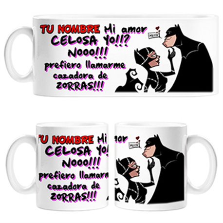 Taza celosa yo Catwoman Batman personalizable con nombre