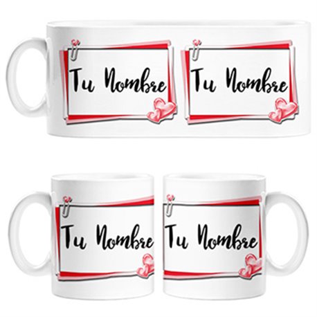 Taza cuadro San Valentín personalizable con nombre
