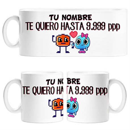 Taza dibujos frikis píxel te quiero hasta 9999 píxeles personalizable con nombre