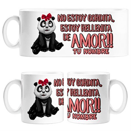 Taza estoy rellenita de amor panda personalizable con nombre