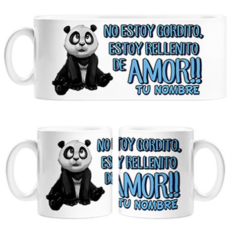Taza estoy rellenito de amor panda personalizable con nombre